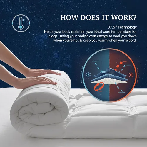 Vista 3 de Sleep Climate Cubrecolchón con parte superior de almohada reguladora de temperatura con tecnología 37.5® tamaño individual - Funda de mezcla