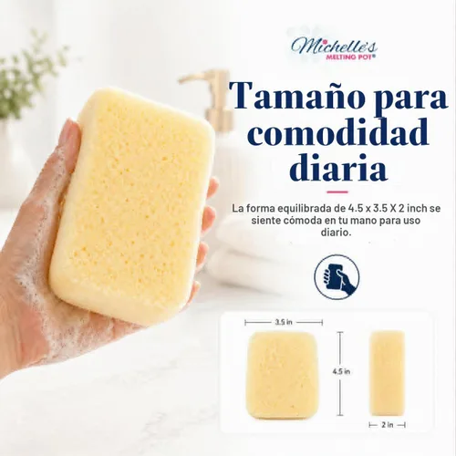 Vista 4 de Michelle's Melting Pot Esponja de baño de espuma para ducha, 3 unidades (amarillo suave)