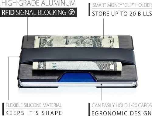 Vista 7 de ROCO MINIMALIST - Billetera delgada de aluminio con bloqueo RFID, número 2