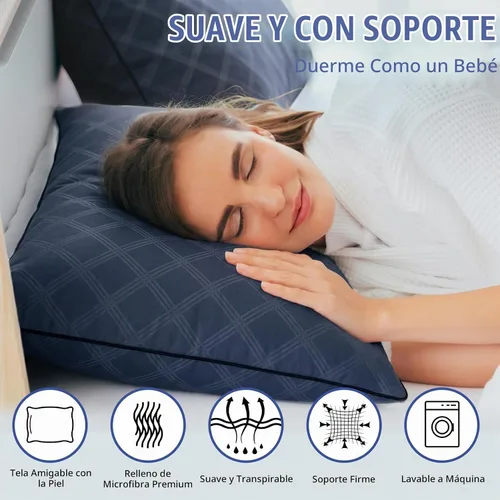 Vista 2 de Vorouhals Hotel Collection - Juego de 2 almohadas de cama para dormir, juego de 2 almohadas refrescantes de tamaño estándar para dormir de espalda