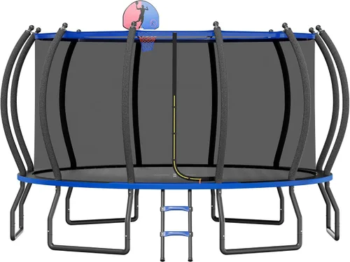 Vista 17 de YUMPIE 8FT 10FT 12FT 14FT 16FT Quick-Connect Outdoor Trampoline with Ladder Negro