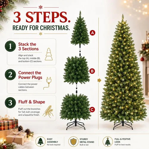 Vista 3 de Avatar Controls Árbol de Navidad con lápiz inteligente preiluminado de 7.5 Árbol de Navidad artificial delgado para espacios pequeños