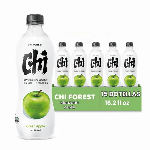 Vista 3 de CHI FOREST - Bebida de agua con gas saborizada, manzana verde, cero azúcar, botellas de 16.2 onzas líquidas (paquete de 15)