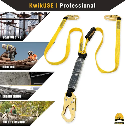 Vista 5 de KwikSafety – Familia rattler, incluye 2 paquetes, 4 paquetes, combo, kit Cordón de seguridad de una sola pierna con amortiguador interno, anclaje