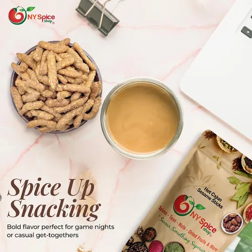 Vista 7 de NY Spice Shop Palitos de sésamo cajún – Mezcla de aperitivos tostados de sésamo cajún picante de 1 libra – Bocados crujientes de sabor picante