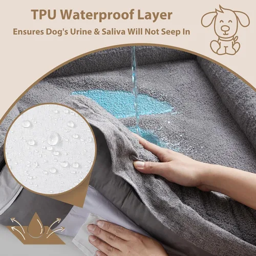 Vista 7 de RRPETHOME Camas lavables para perros de gran tamaño, camas ortopédicas extra grandes para perros con funda extraíble, cama impermeable para mascotas
