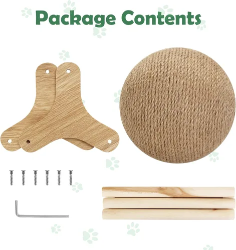 Vista 6 de Outamateur Sisal - Bola rascador para gatos con soporte estable, juguete interactivo para ejercicio, pelota rascador de sisal para mascotas