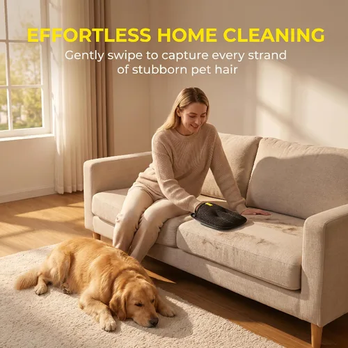 Vista 4 de Guante removedor de pelo de mascotas reutilizable, herramienta electrostática para quitar el pelo de mascotas para ropa, sofá, alfombra, asiento