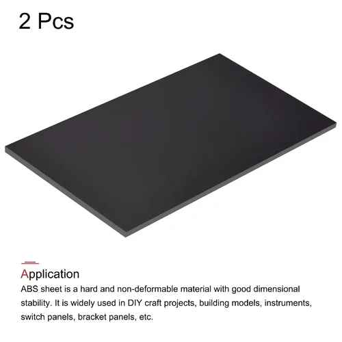 Vista 3 de MECCANIXITY Hoja de plástico ABS negro de 7 x 4 x 0.2 pulgadas para modelo de construcción, manualidades de bricolaje, panel, paquete de 2