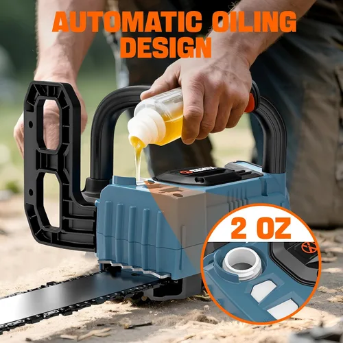 Vista 6 de SENIX Motosierra inalámbrica, motosierra de batería de 20 V y 10 pulgadas, motosierra sin escobillas, incluye batería de 2.5 Ah y cargador
