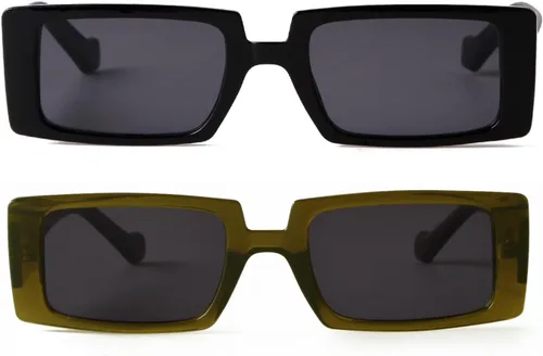 Vista 2 de Gafas de sol GIFIORE rectangulares para mujer, gafas de sol modernas estilo retro, gafas con montura ancha y con protección UV400