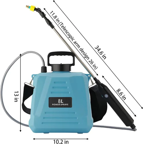 Vista 6 de Pulverizador eléctrico de jardín de 2 galones, pulverizador eléctrico con mango recargable por USB, 3 boquillas de niebla, varita retráctil