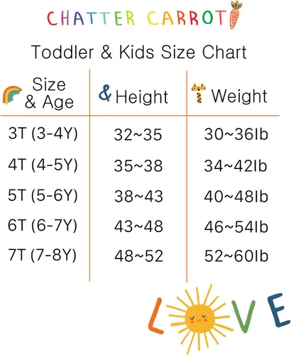 Vista 7 de CHATTER CARROT Camisetas gráficas de algodón casual para niñas pequeñas y niños pequeños