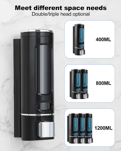 Vista 7 de Dispensador de champú y acondicionador, 13.5 fl oz, dispensador de champú
