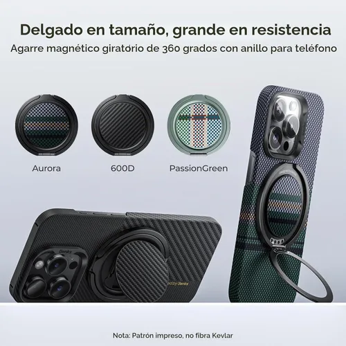 Vista 7 de BENKS - Agarre magnético 2 en 1 para MagSafe, diseño de fibra de aramida 600D (negro)