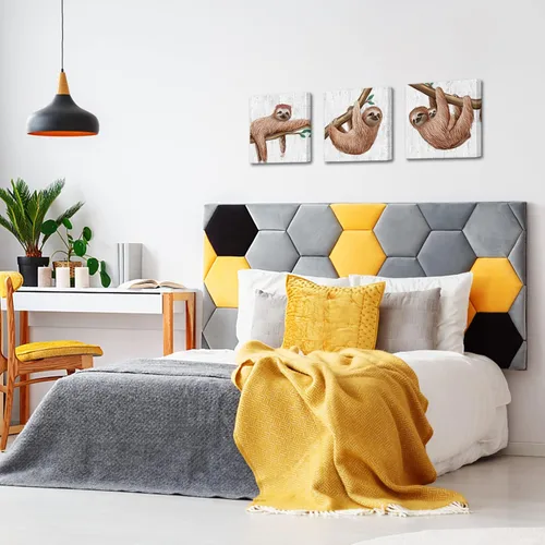 Vista 5 de Artmyharbor Lienzo con estampado de perezoso para bebé, divertido arte de pared de animales, decoración de guardería, imágenes de habitación