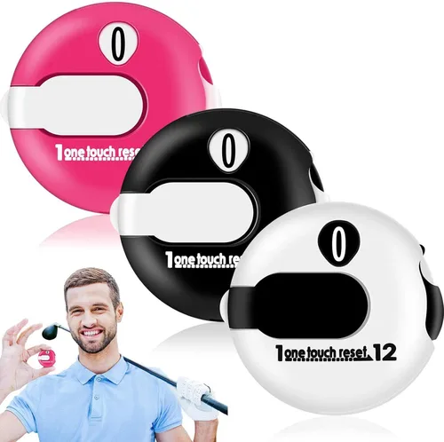 Vista 10 de Frienda Contador de puntuación de golf - Minicontador de golpes de golf con un solo toque de reinicio y simple accesorio para el guante del anotador