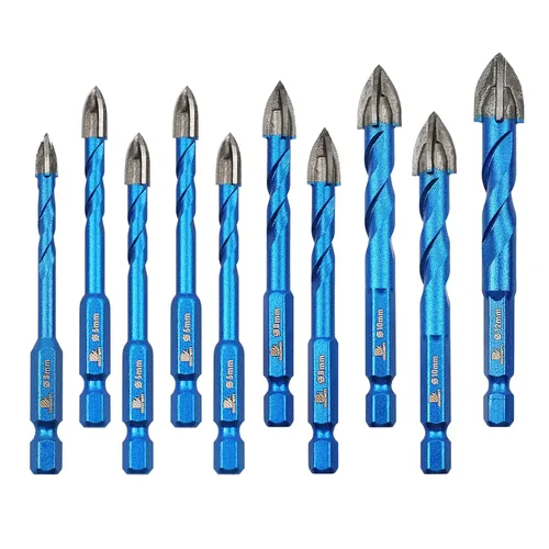 Vista 15 de Broca de diamante - BRSCHNITT Juego de brocas de 1/4 pulgada para albañilería para azulejos de porcelana, cerámica, piedra, granito, mármol, broca