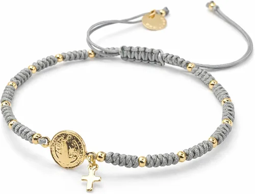 Vista 9 de Medalla San Benito Pulsera Ajustable Cuerda Roja San Benito Negro