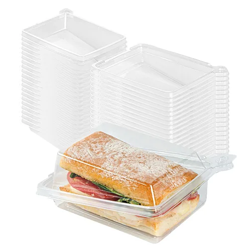 Vista 16 de Restaurantware Contenedor de alimentos, paquete de 100 recipientes de plástico de 6.7 x 5.7 x 1.6 pulgadas, tapa con bisagras, a prueba