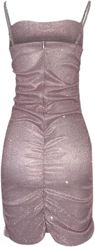 Vista 11 de Vestido de lentejuelas con purpurina para mujer, con tirantes delgados, vestido de fiesta brillante, sin mangas, bodyocn, minivestidos para discoteca