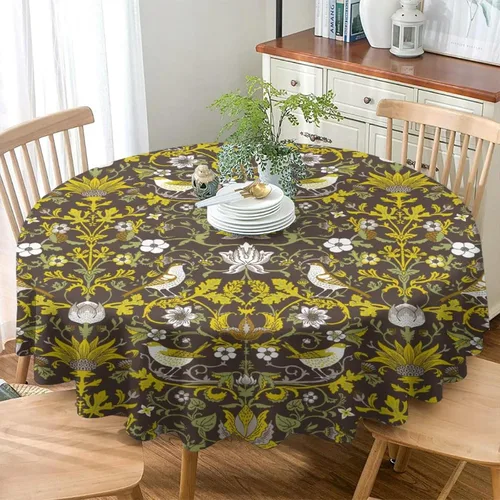 Vista 146 de Mantel Floral Retro de Pájaros, Diseño Original Bohemio William Morris Estampado Cubierta de Mesa para Hogar Picnic Fiesta Comedor Cocina William