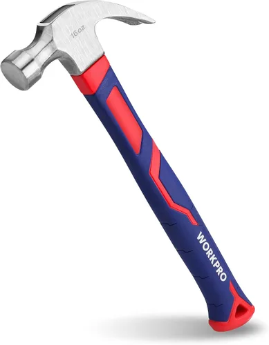 Vista 11 de WORKPRO Martillo de garra de 8 onzas con mango de fibra de vidrio, martillo multiusos con cabeza de acero endurecido forjado Forged Hardened Steel