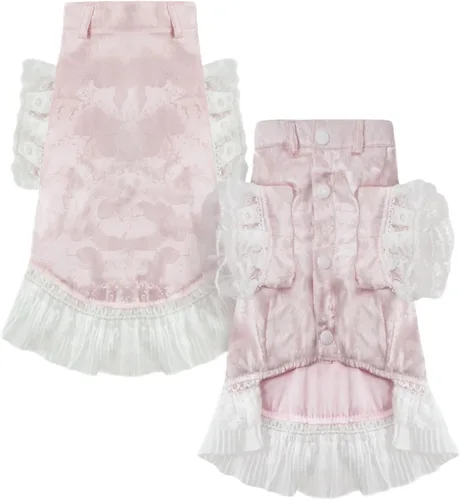 Vista 15 de MAMORE Vestido tipo camisa para perro, camisa de lazo de príncipe perrito, atuendo formal casual para mascotas para perros pequeños, medianos