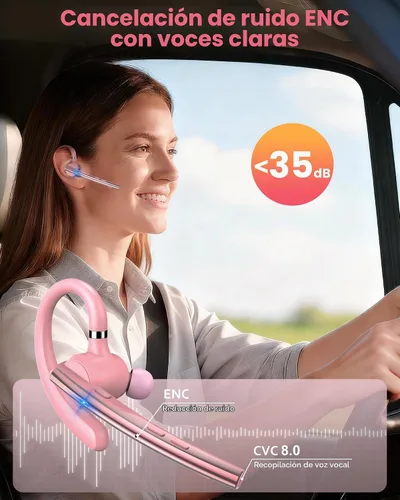 Vista 2 de New Bee Auriculares Bluetooth V5.1 72H Hablar Time Dual Mic con botón de silencio para negocios, auricular Bluetooth inalámbrico manos libres
