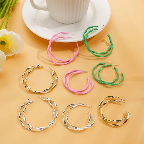 Vista 2 de Nonsucheer 10 pares de aretes para mujer, aretes coloridos Y2K, aro de tubo pequeño y aro grueso, paquete de regalo de joyería para mujeres y niñas