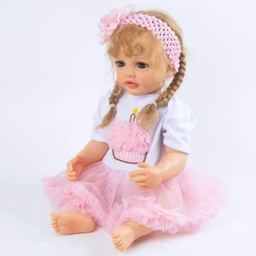 Vista 7 de Pink Crown Reborn Baby Dolls Ropa para 20-23 pulgadas pura hecha a mano 2 piezas Reborn Doll Baby Girl Set de ropa
