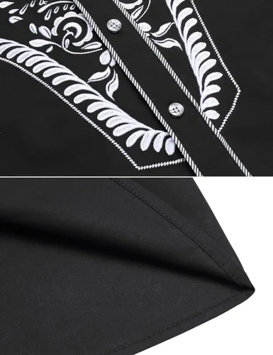 Vista 6 de Daupanzees Camisas bordadas de manga larga para hombre, ajustadas, casuales, con botones