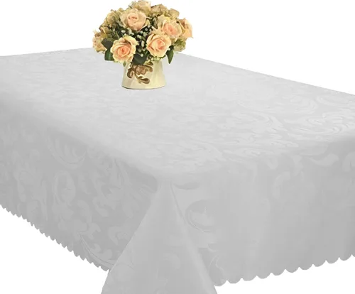 Vista 13 de Mantel EcoSol Designs de microfibra, con estampado de damascos, resistente a las arrugas y las manchas