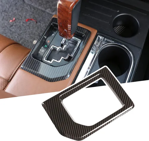 Vista 8 de Compatible con Toyota Tundra 2014-2021 ABS Consola Central Cambio Panel Marco Embellecedor Accesorios de Auto (Estilo Fibra de Carbono)