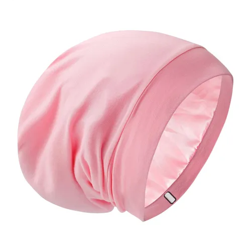 Vista 21 de Gorro de Dormir con Forro de Satén de Seda - Ajustable que se Mantiene Toda la Noche, Cobertura Envolvente para el Cabello, Gorro Holgado