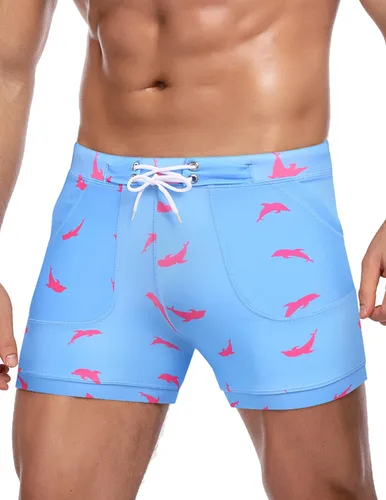 Vista 12 de COOFANDY Trajes de baño para hombre Slip de natación sexy Traje de baño de pierna cuadrada Traje de baño Short de natación Traje de baño con 4