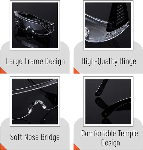 Vista 4 de UNCO - Gafas de seguridad sobre gafas, gafas protectoras, antiniebla, para trabajo, gafas de seguridad sobre gafas