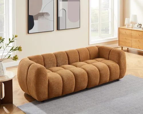 Vista 9 de VANOMi Sofá Boucle de Gran Tamaño de 88", Sofá Moderno Tapizado Acolchado Tipo Nube, Sofá Boucle de Asiento Profundo, Acogedor Sofá Moderno de 3