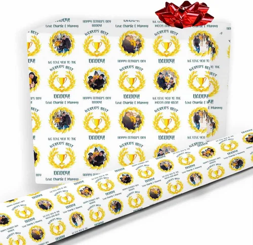 Vista 18 de COLORSFORU Papel de regalo personalizado de feliz cumpleaños con foto de nombre: fabricado en EE. UU., rollo de papel de regalo personalizado, papel