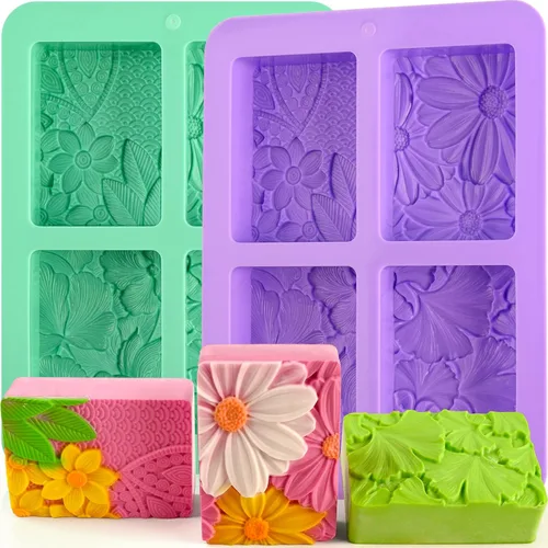 Vista 8 de HUAKENER Paquete de 3 moldes de jabón de Navidad, molde de silicona de Navidad de gran tamaño para jabón hecho a mano, mini pasteles, chocolate