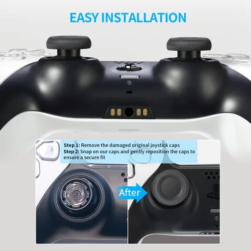 Vista 4 de 10 tapas de agarre de repuesto para joystick para controlador PS4 PS5, el mismo patrón que el original, piezas de accesorios antideslizantes