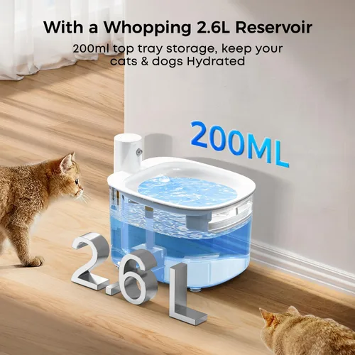 Vista 6 de Fuente de agua inalámbrica para gatos, dispensador automático de agua activado por sensor, fuente de agua inalámbrica para mascotas de 88 onzas