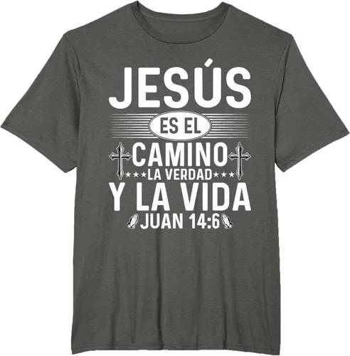 Vista 5 de Camisetas Cristianas en español Versículos Biblia Juan 14:6 Camiseta, Negro, S