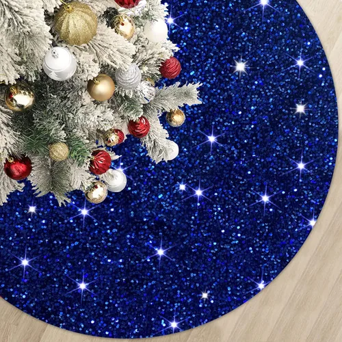 Vista 11 de MODFUNS Falda Roja para Árbol de Navidad Mini Faldas con Purpurina para Árbol de 21 Pulgadas Falda para Árbol de Navidad con Lentejuelas Tapete