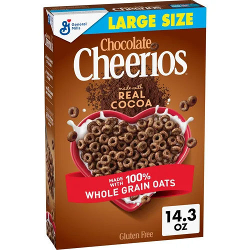 Vista 11 de Chocolate Cheerios, Cereal de desayuno sin gluten saludable para el corazón, hecho con avena integral, 11 onzas
