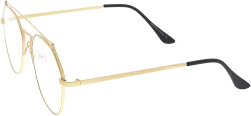 Vista 3 de zeroUV Lentes de aviador de lente plana transparente de metal mate moderno marco de metal abierto 1.969 in