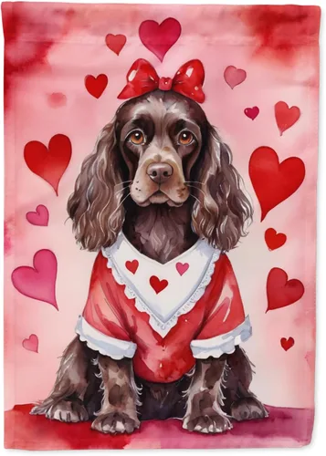 Vista 194 de Caroline's Treasures DAC5252GF Affenpinscher - Bandera de jardín con texto en inglés "My Valentine", bandera decorativa para patio exterior, patio