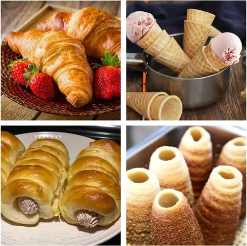 Vista 6 de Molde de cuerno de crema, cono de helado de acero inoxidable y molde de pastelería reutilizable en forma tubular para hornear, herramienta