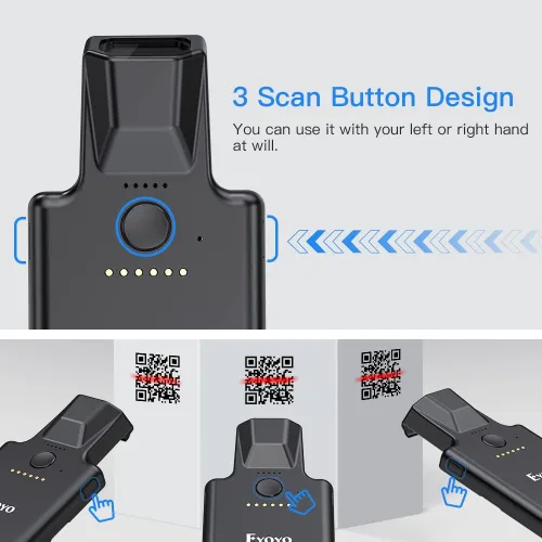 Vista 4 de Eyoyo - Escáner de código QR mejorado Bluetooth con clip trasero Android Portable Wireless 1D 2D UPC ISBN Inventory Barcode Reader, PDF417 Data