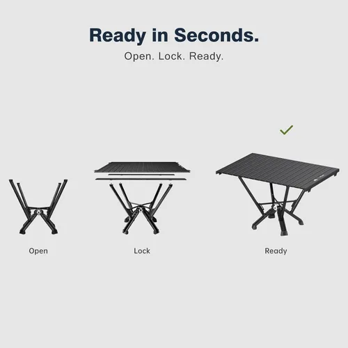 Vista 5 de Mesa de camping plegable: diseño estable de aluminio enrollable, estructura de soporte sólida, mesa portátil al aire libre para acampar, cocinar, RV